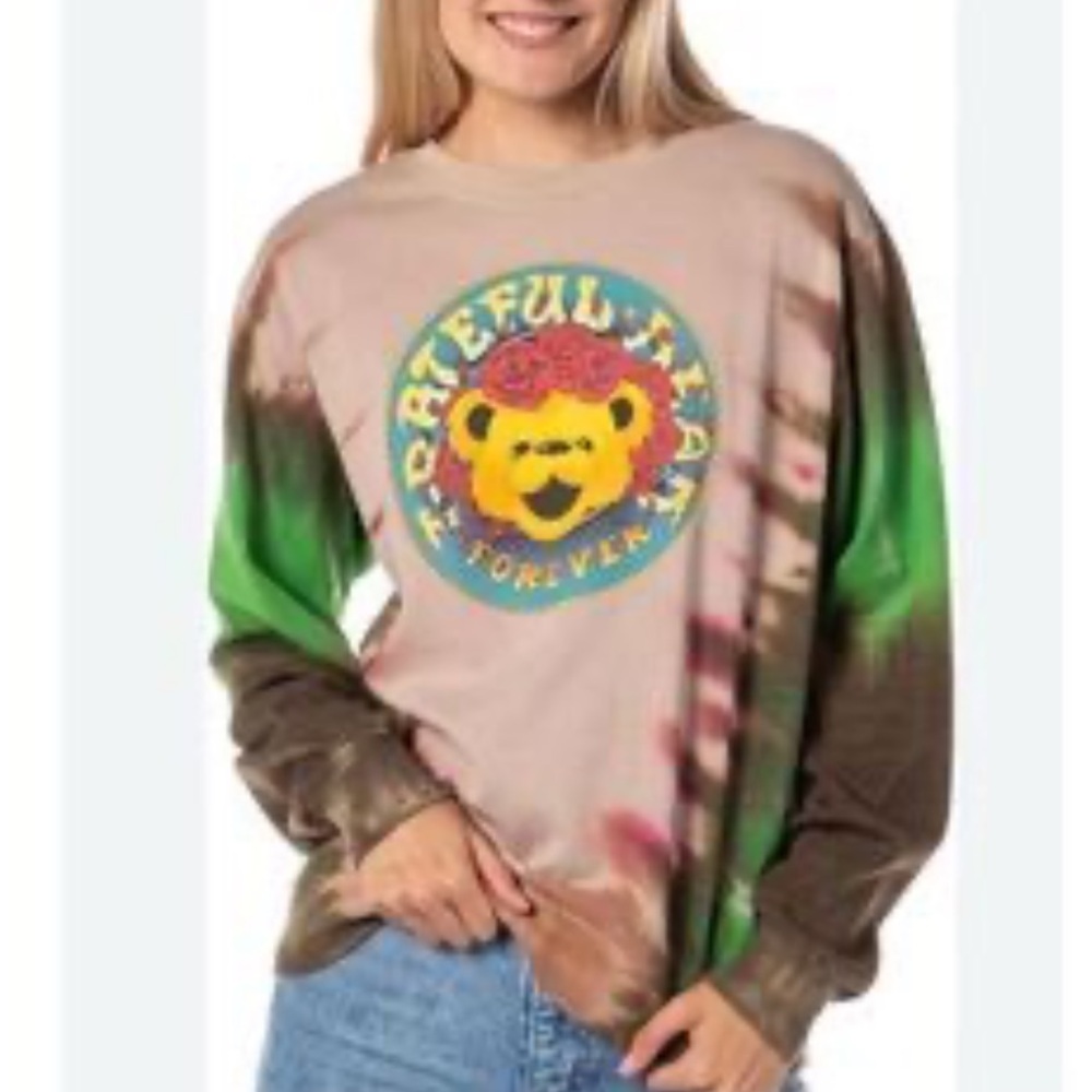 Grateful Dead Forever Bear Tie Dye Graphic Long Sleeve Sweatshirt Size Medium